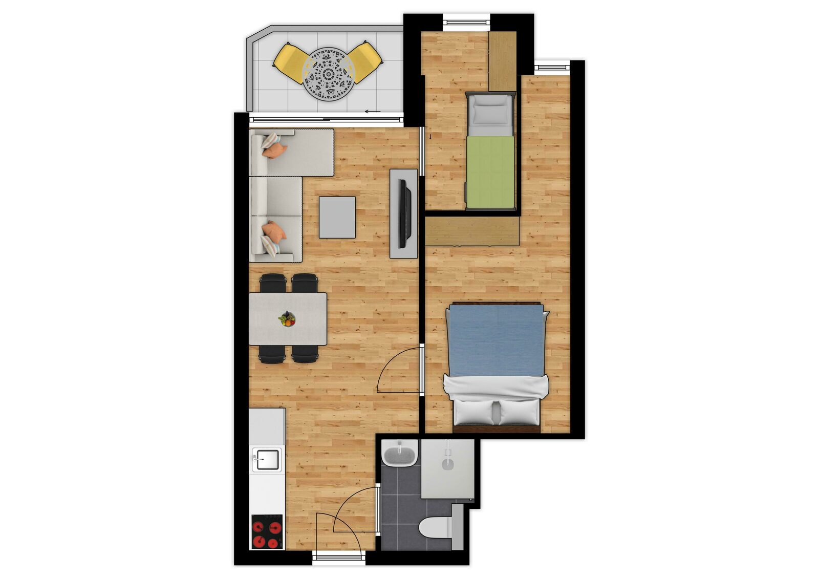 Comfort Suite - 4p | 2 Chambres à coucher | Balcon - Vue de ville 