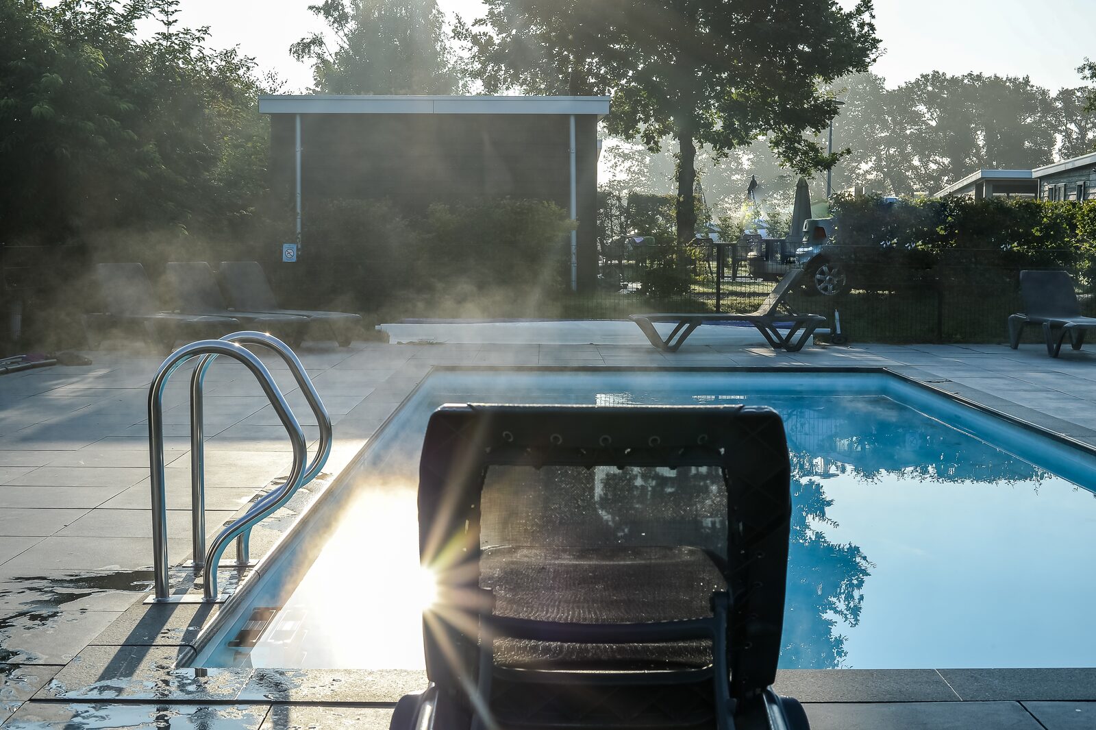 Heated outdoor swimming pool