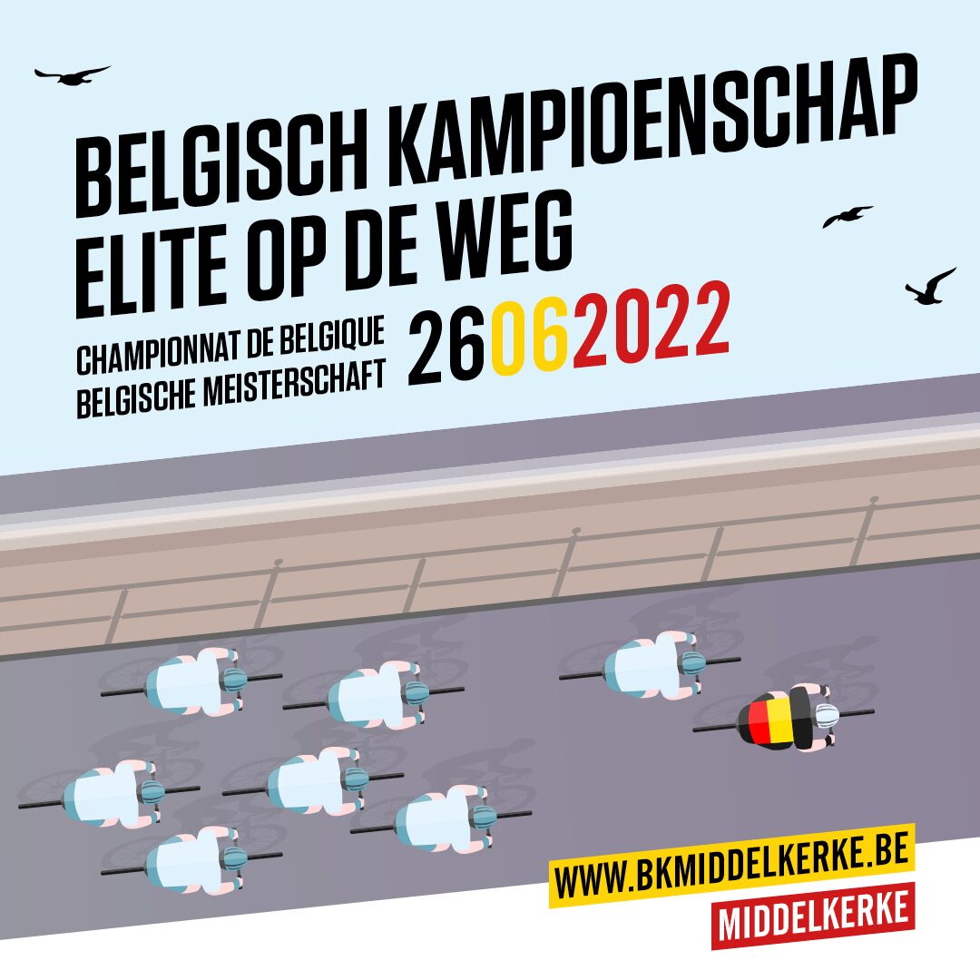 Banner van het Belgische Kampioenschap Wielrennen in Middelkerke