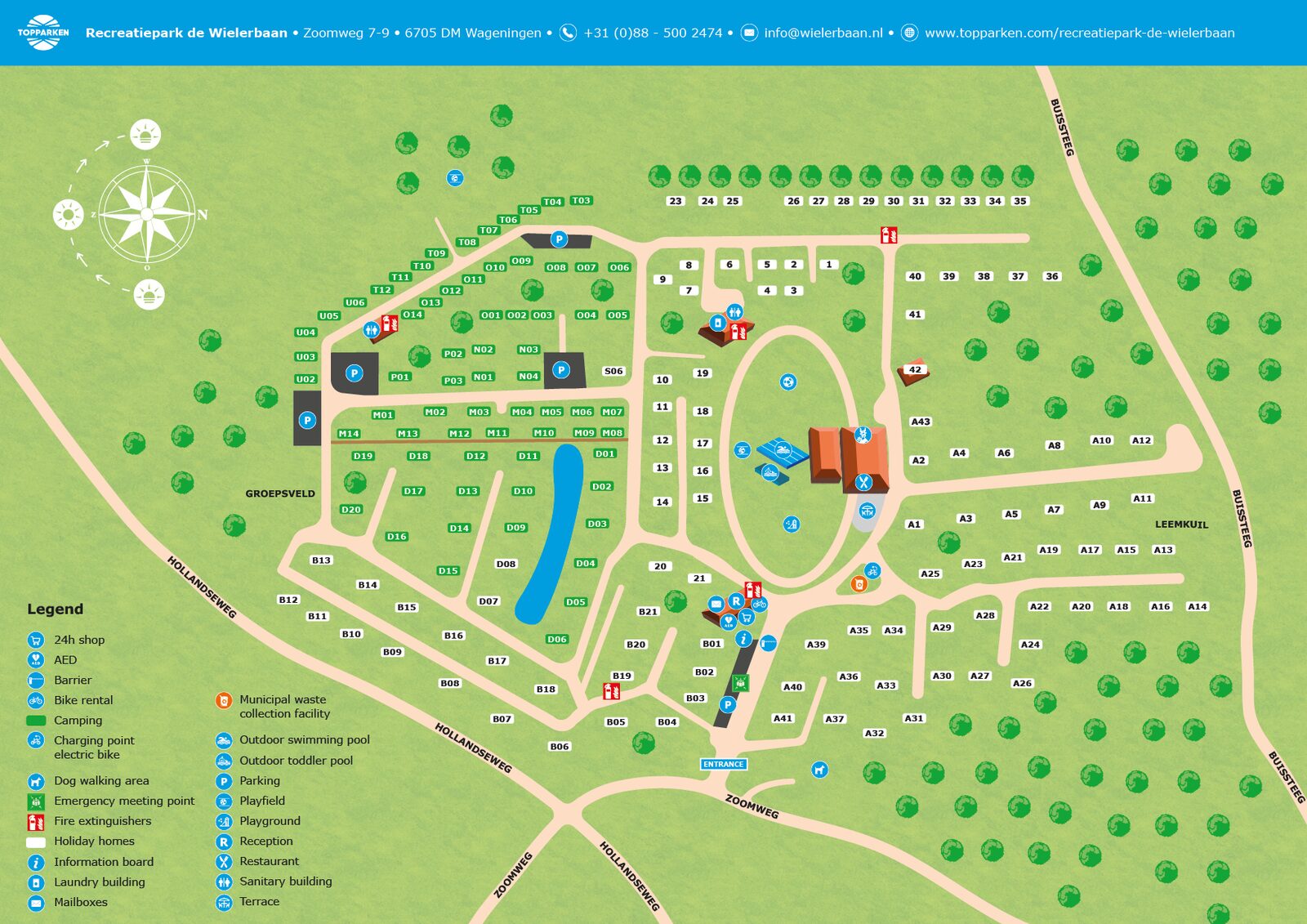 Carte du parc de loisirs de Wielerbaan