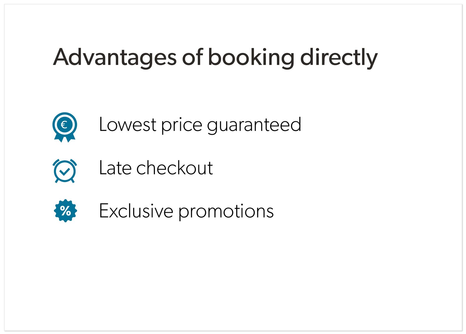 Advantages of booking directly
