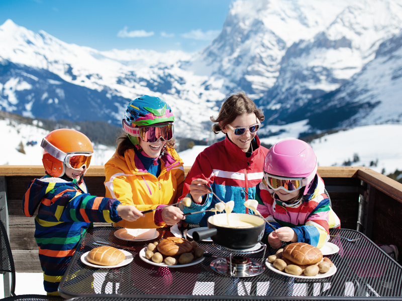 Ski season - eating on the slopes with family