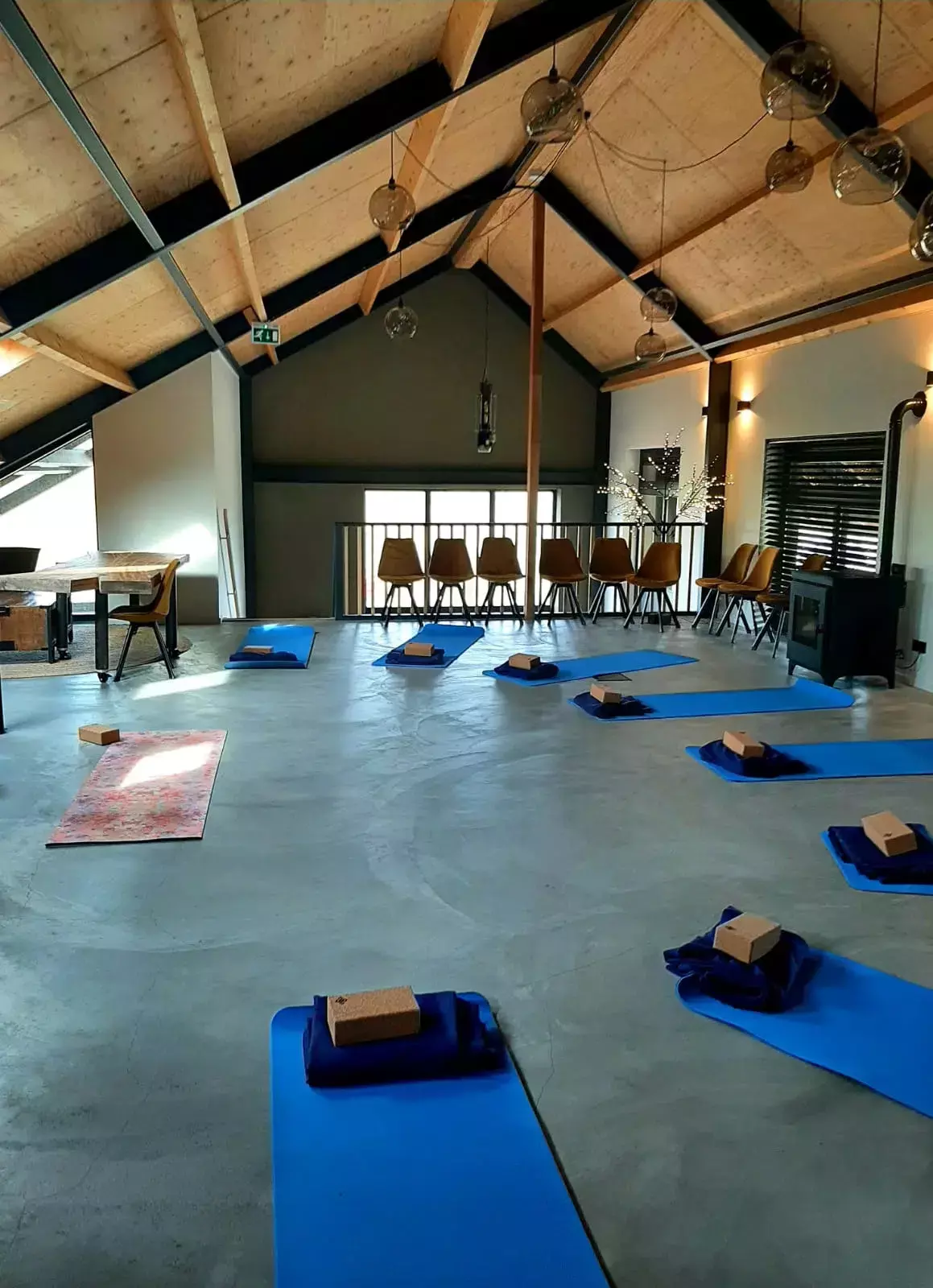 Yoga in the open-front barn