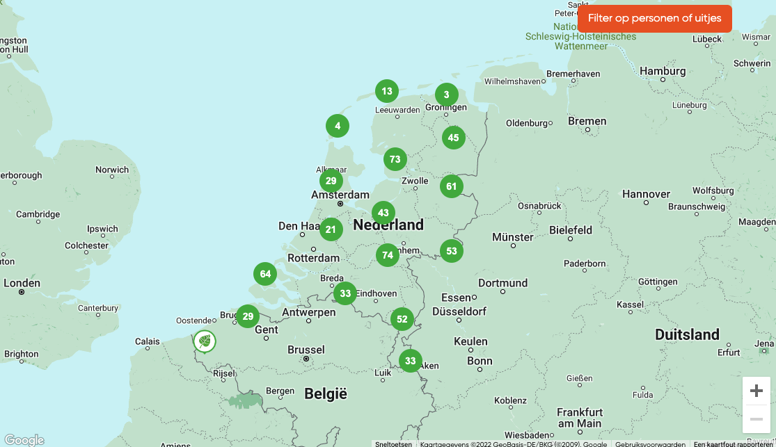 Zoek groepsaccommodaties op kaart Nederland