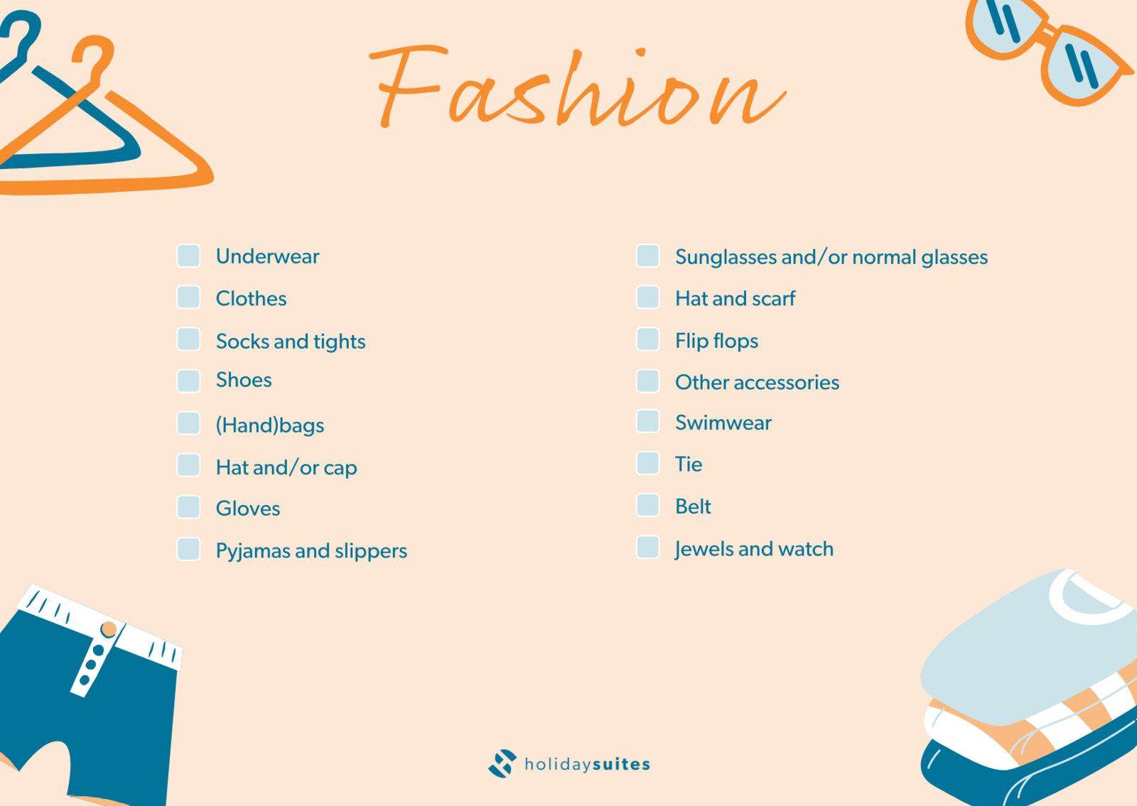Luggage checklist - fashion