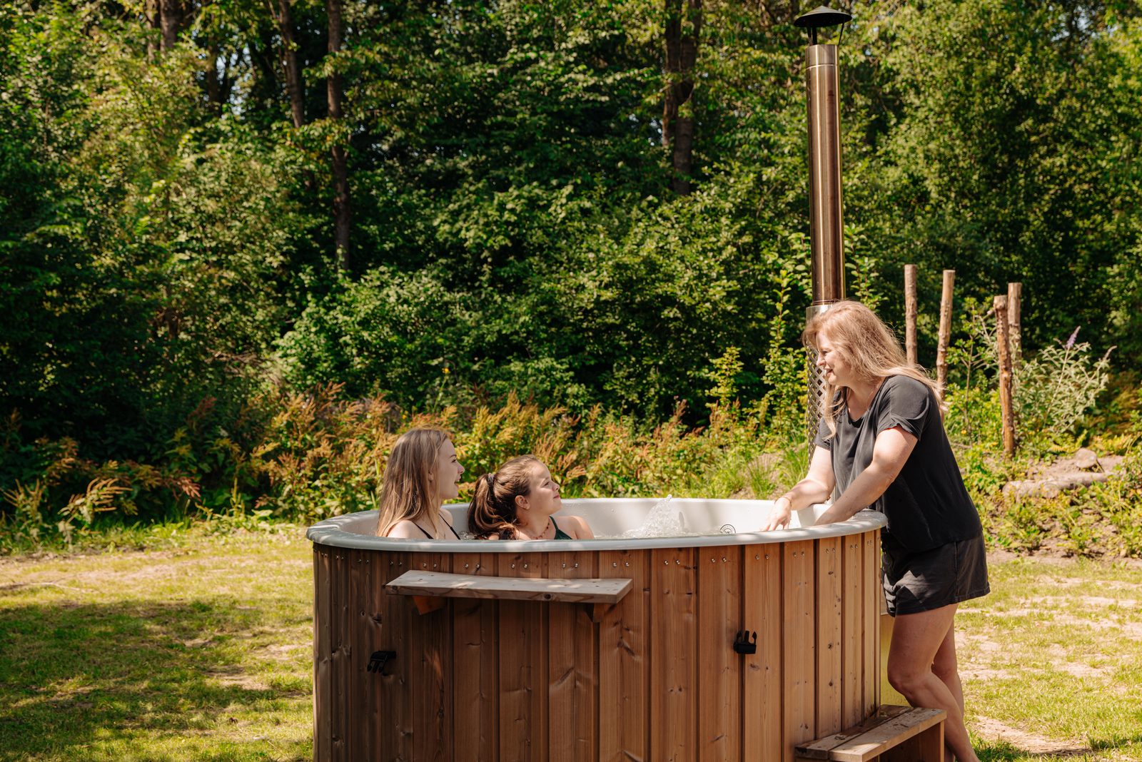 Relax in a wood-fired hot tub