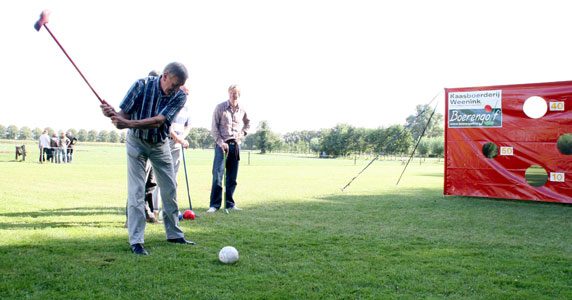 Farm golf,  playing golf between the cows    Cheese factory