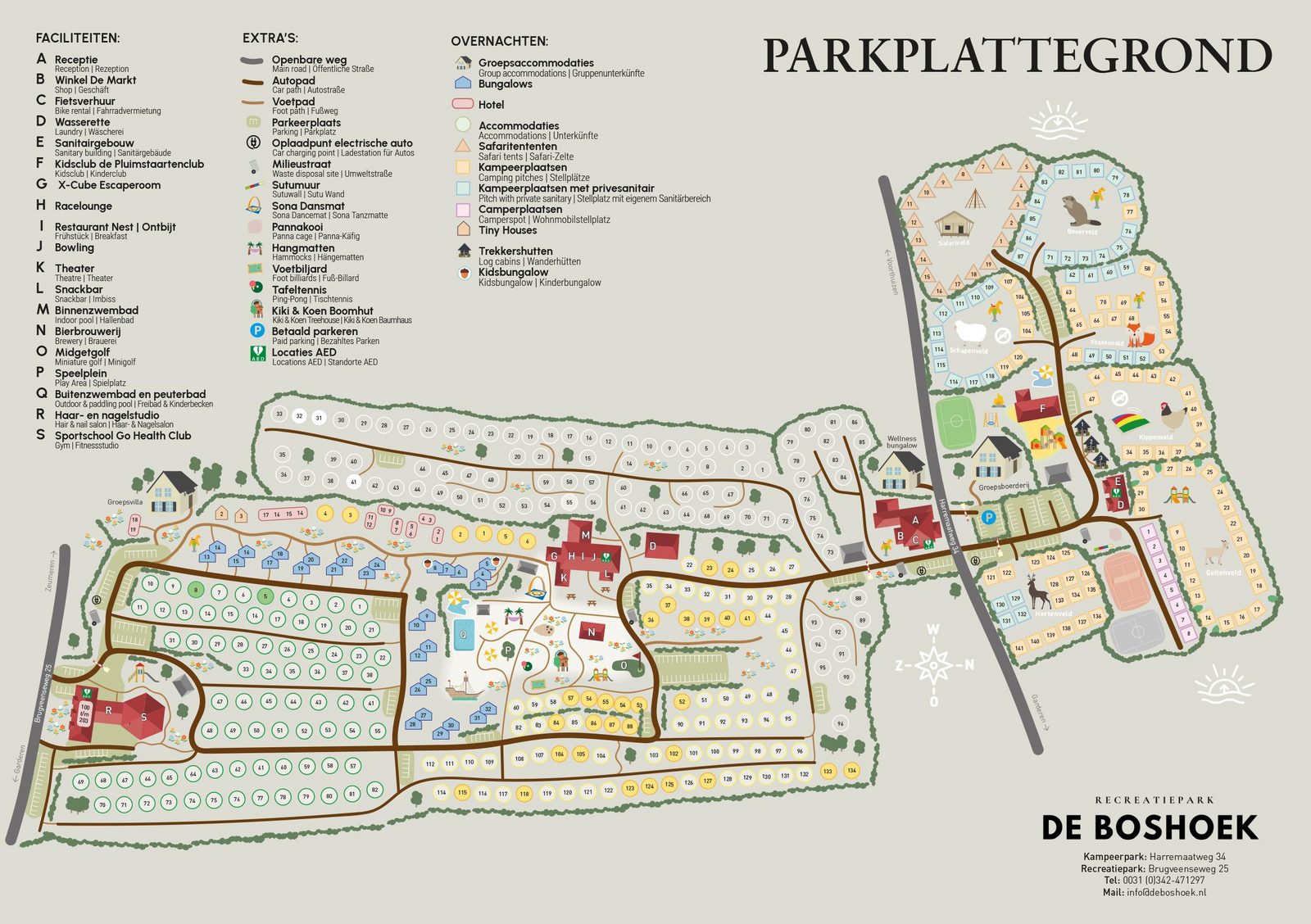 Map of Recreation Park De Boshoek on the Veluwe in Voorthuizen