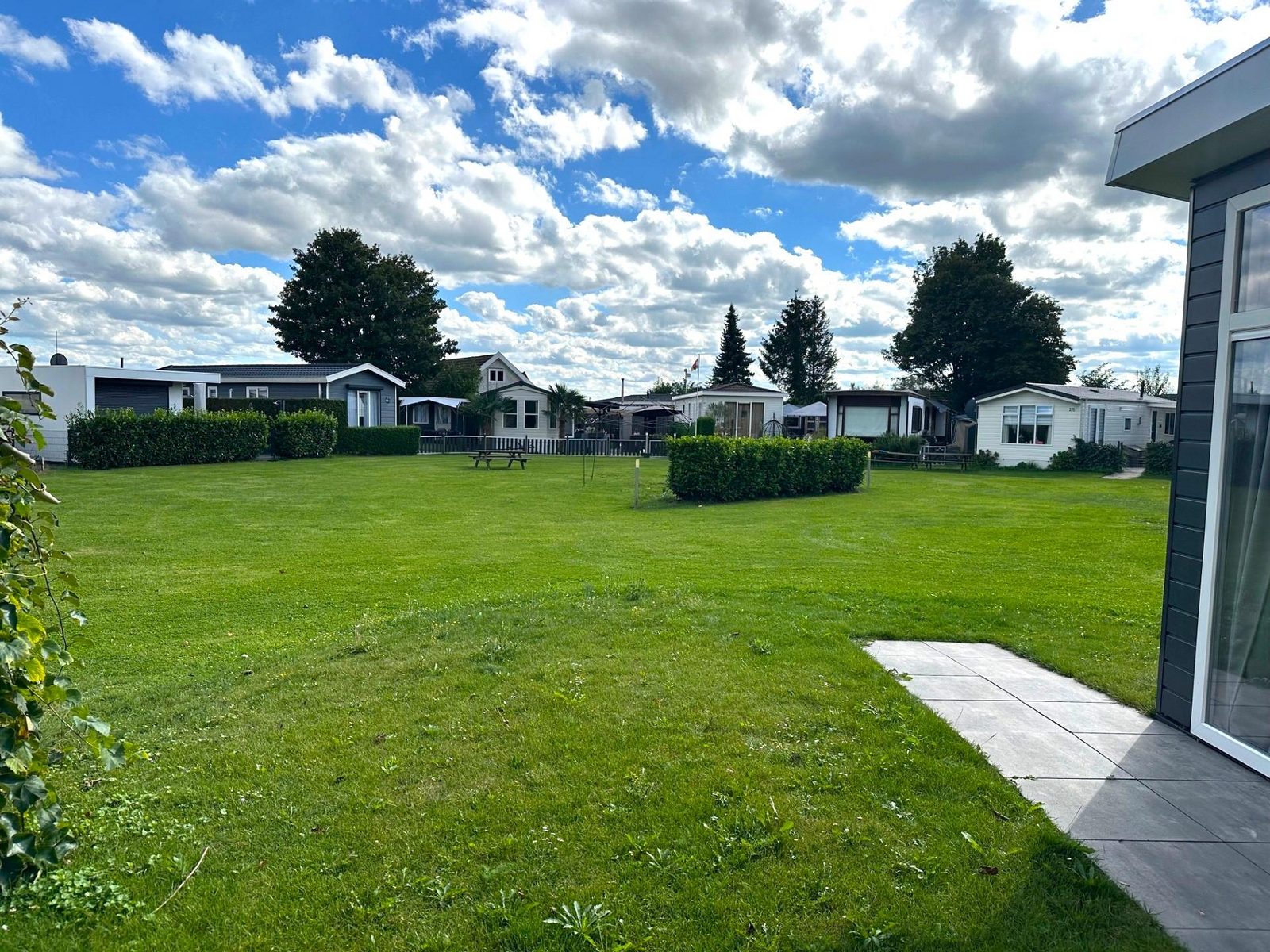 Vakantiehuis model Boslodge op RT27-313 met uitzicht over een grasveld