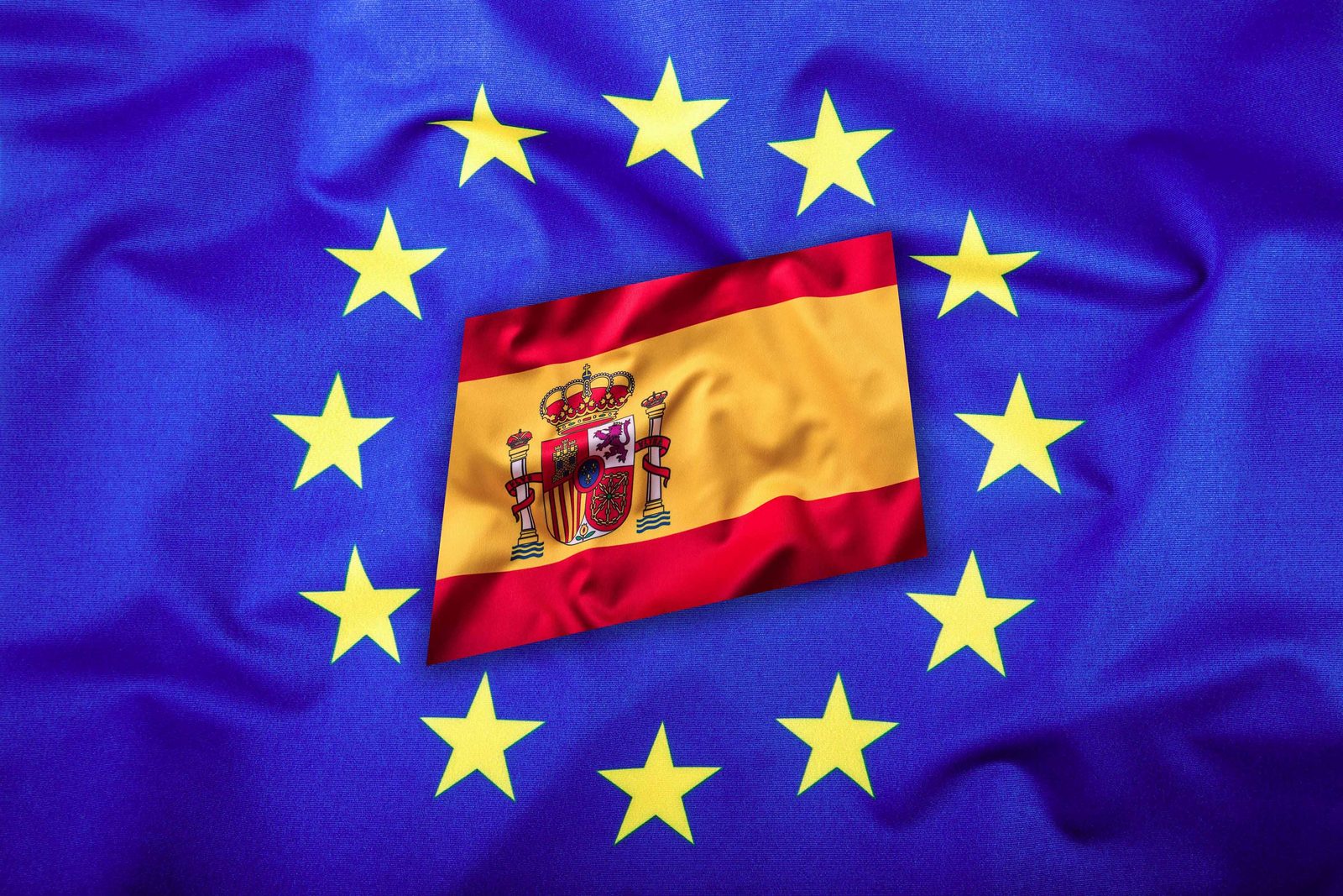 Spaanse vlag en EU vlag