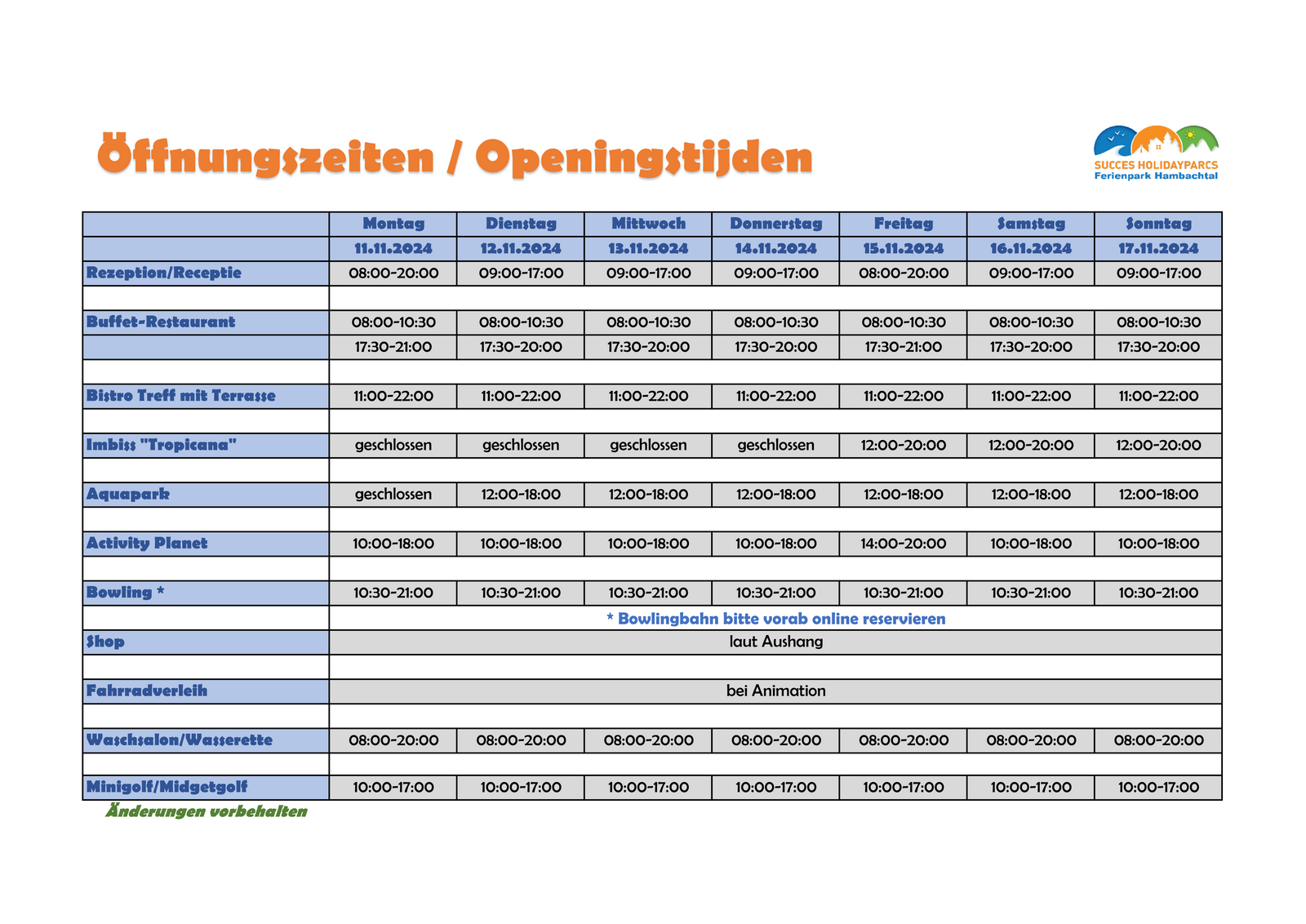 Öffnungszeiten