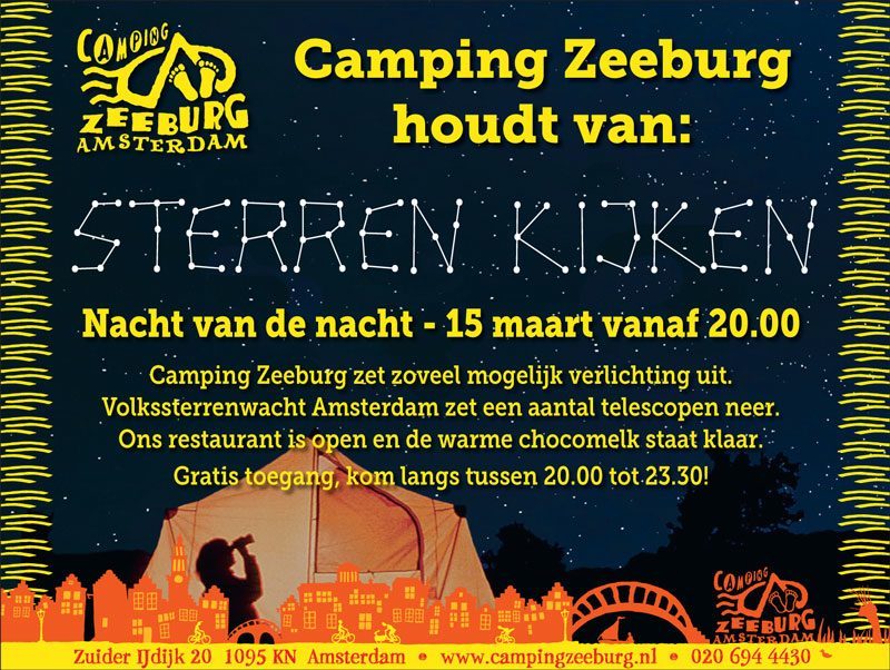 Stargazing at campsite Zeeburg