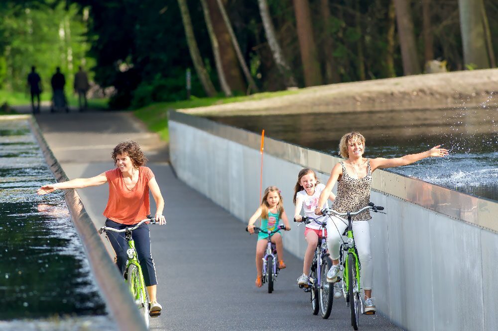 Biking through the water of Limburg