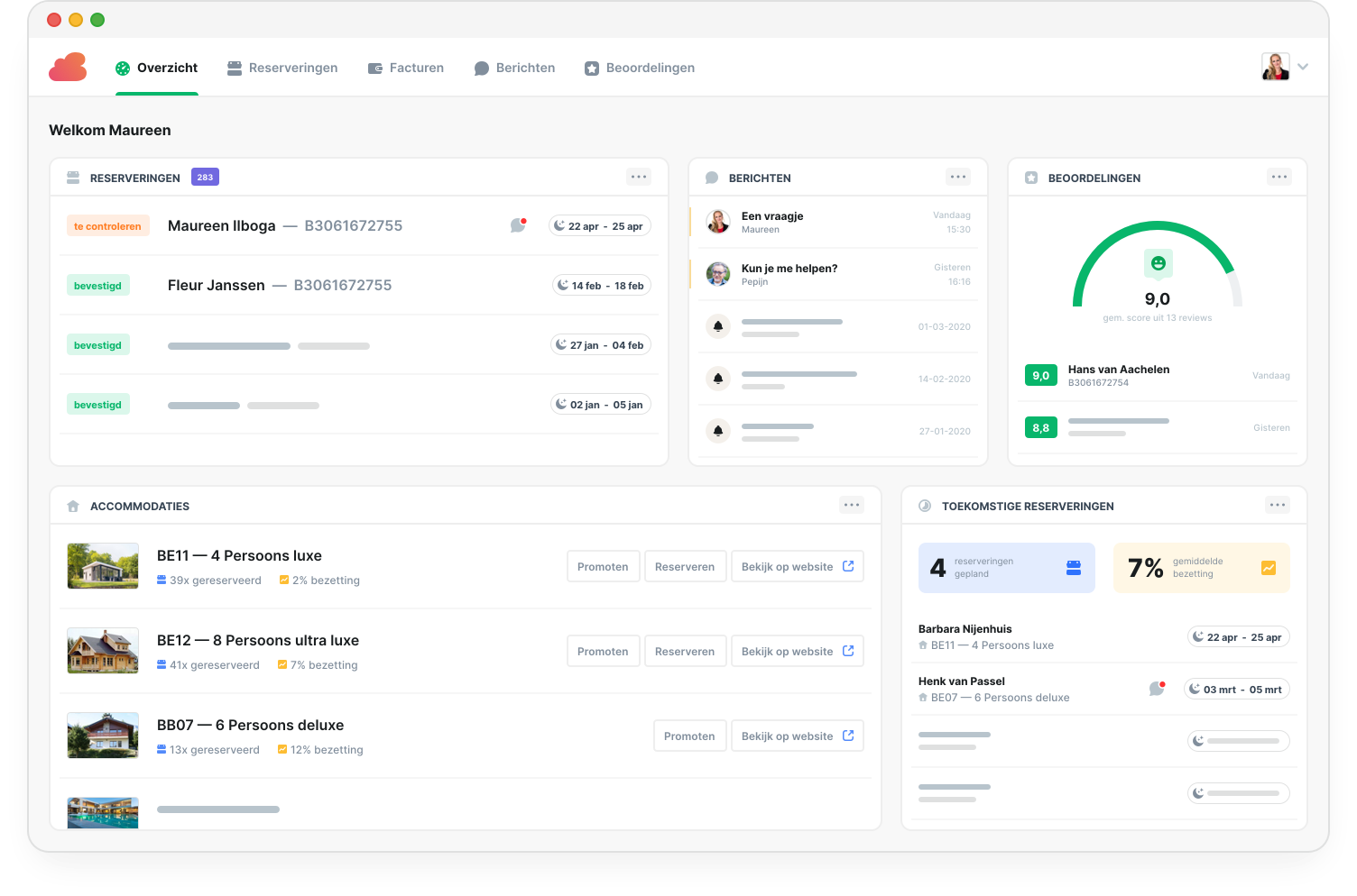 Het dashboard Eigenaren login Booking Experts